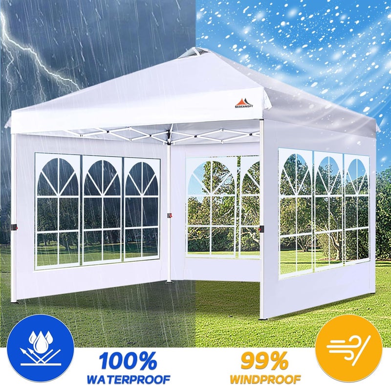 SCOCANOPY SideWall with Window for 12x12 Canopy Frame, 2 Pack SunWall Only,White - Image 5